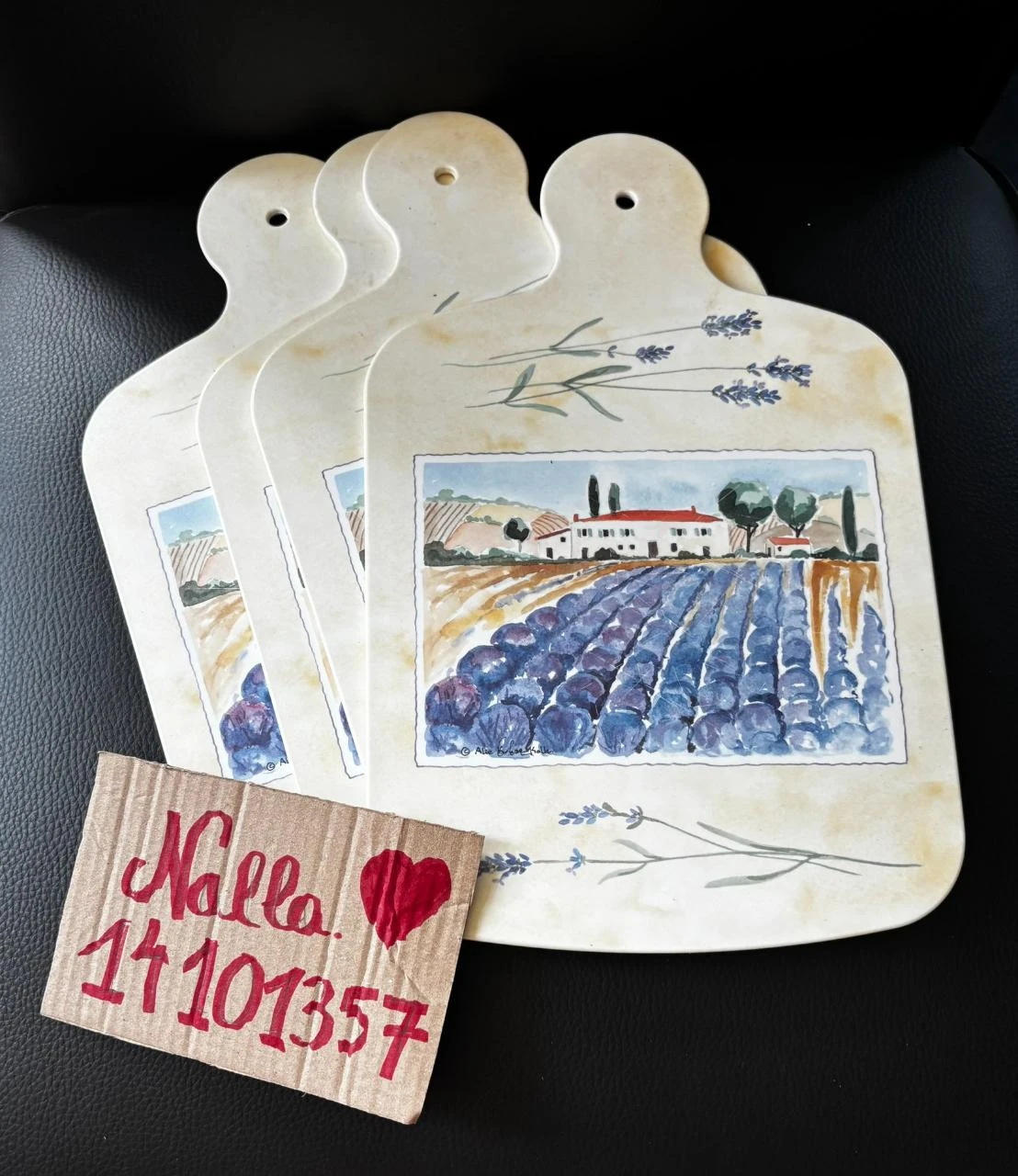 🌿 Lot de 4 Grandes Planches à Tartiner / à Découper avec Manche Décor Provençal